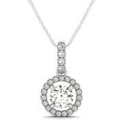 18K White Gold 1 1/4 ct tw Halo Diamond Pendant
