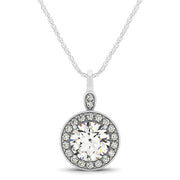 14K White Gold 1 1/4 ct tw Halo Diamond Pendant