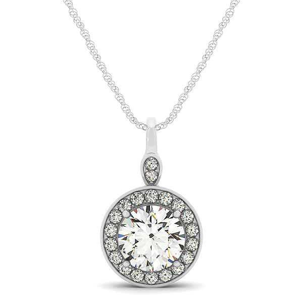 14K White Gold 1 1/4 ct tw Halo Diamond Pendant
