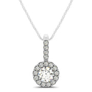 14K White Gold 1 ct tw Halo Diamond Pendant