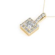 14K Yellow Gold 1 ct tw Halo Diamond Pendant