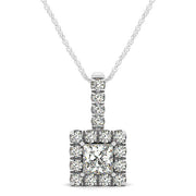 14K White Gold 1 ct tw Halo Diamond Pendant