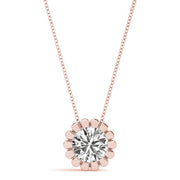 14K Rose Gold 1 ct tw Solitaire Diamond Pendant