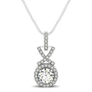 14K White Gold 1 1/5 ct tw Halo Diamond Pendant