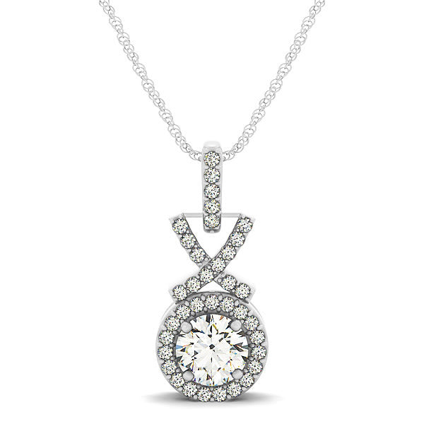 14K White Gold 1 1/5 ct tw Halo Diamond Pendant