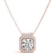 18K Rose Gold 1 1/6 ct tw Halo Diamond Pendant