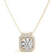 14K Yellow Gold 1 1/6 ct tw Halo Diamond Pendant
