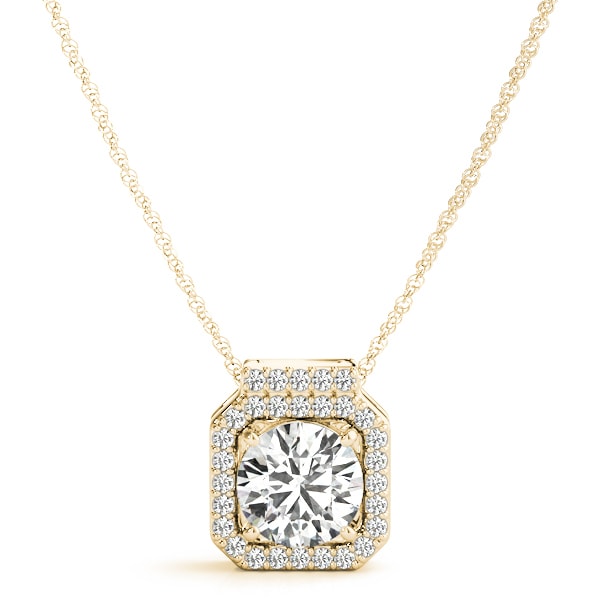 14K Yellow Gold 1 1/6 ct tw Halo Diamond Pendant