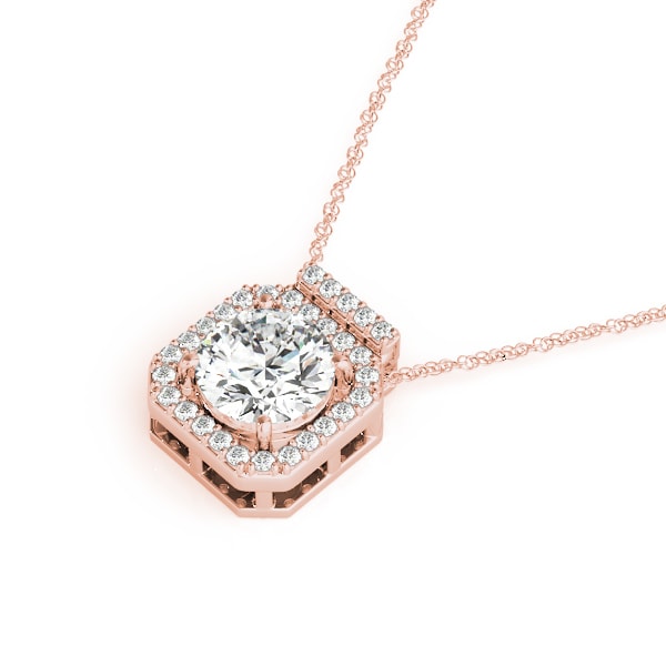 14K Rose Gold 1 1/6 ct tw Halo Diamond Pendant