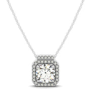18K White Gold 1 1/6 ct tw Halo Diamond Pendant