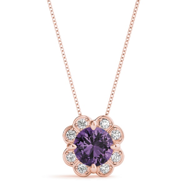 18K Rose Gold 1 1/8 ct tw Halo Diamond Pendant