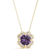 14K Yellow Gold 1 1/8 ct tw Halo Diamond Pendant