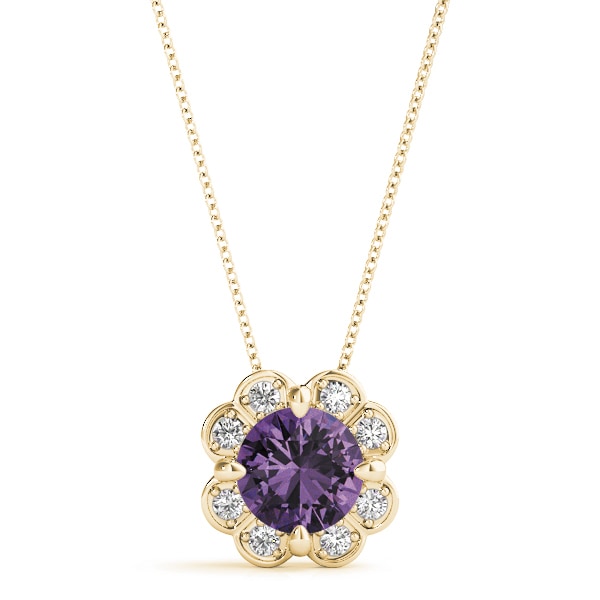 14K Yellow Gold 1 1/8 ct tw Halo Diamond Pendant