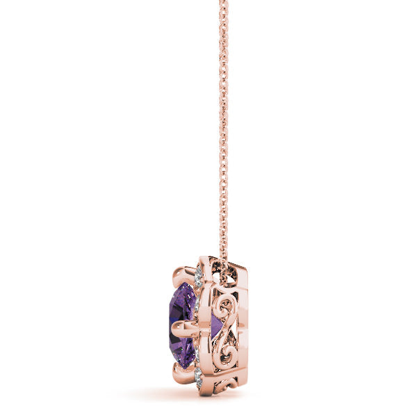 14K Rose Gold 1 1/8 ct tw Halo Diamond Pendant