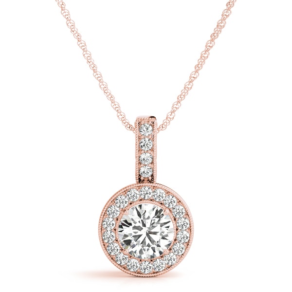 14K Rose Gold 3/8 ct tw Halo Diamond Pendant