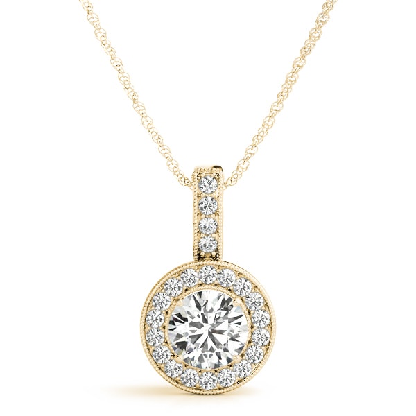 14K Yellow Gold 3/8 ct tw Halo Diamond Pendant
