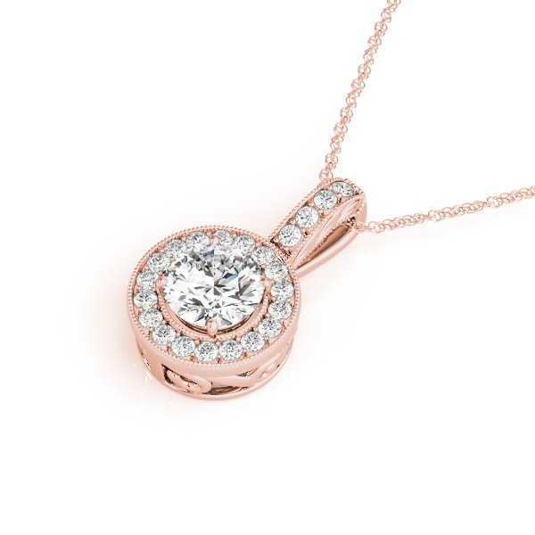 14K Rose Gold 3/8 ct tw Halo Diamond Pendant