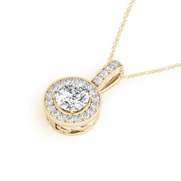 14K Yellow Gold 3/8 ct tw Halo Diamond Pendant