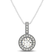 14K White Gold 3/8 ct tw Halo Diamond Pendant