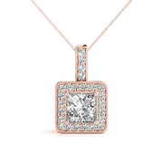 18K Rose Gold 1 ct tw Halo Diamond Pendant