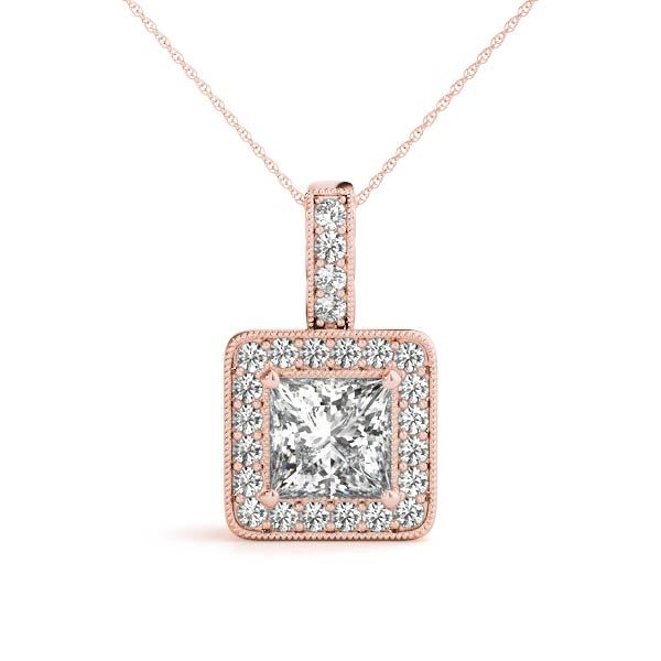 18K Rose Gold 1 ct tw Halo Diamond Pendant