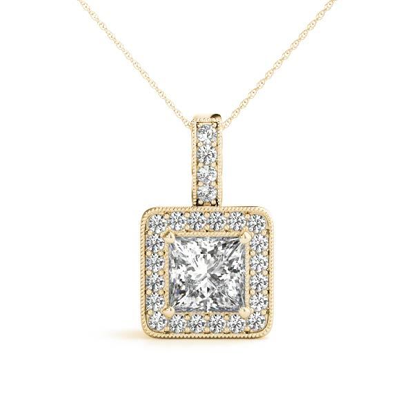 18K Yellow Gold 1 ct tw Halo Diamond Pendant