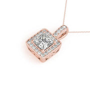 14K Rose Gold 1 ct tw Halo Diamond Pendant