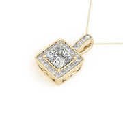 18K Yellow Gold 1 ct tw Halo Diamond Pendant