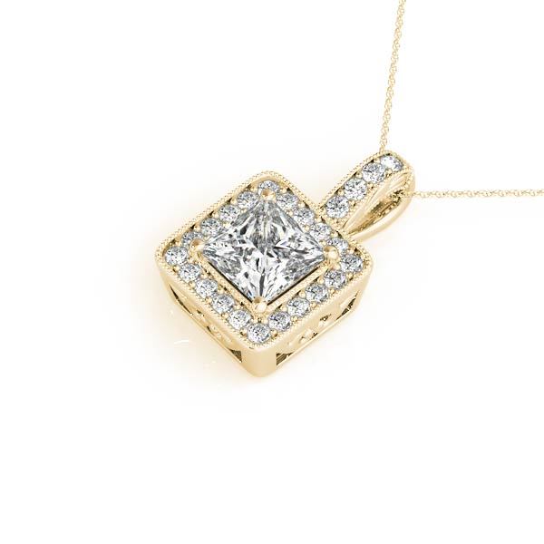 18K Yellow Gold 1 ct tw Halo Diamond Pendant