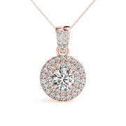 14K Rose Gold 1 1/3 ct tw Halo Diamond Pendant