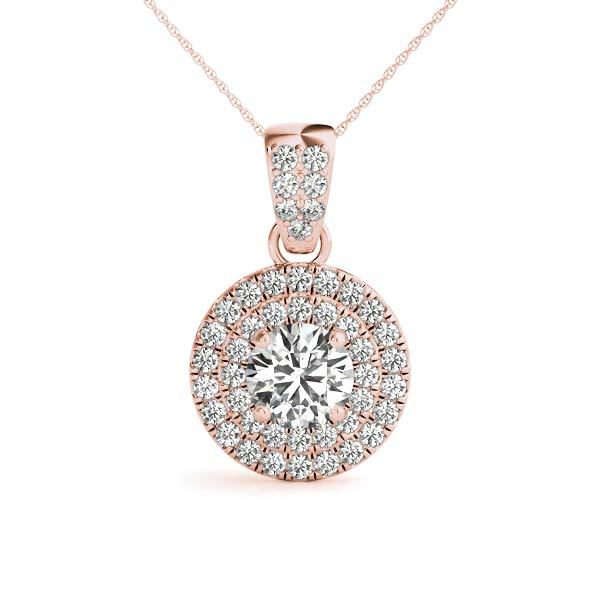 14K Rose Gold 1 1/3 ct tw Halo Diamond Pendant