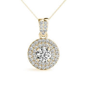 14K Yellow Gold 1 1/3 ct tw Halo Diamond Pendant
