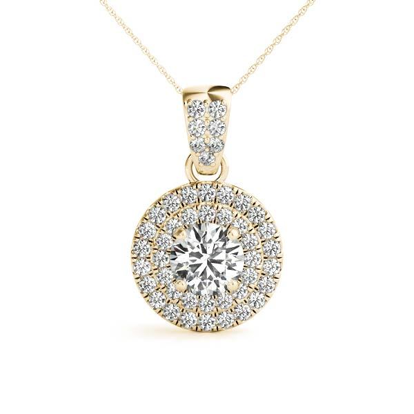 14K Yellow Gold 1 1/3 ct tw Halo Diamond Pendant