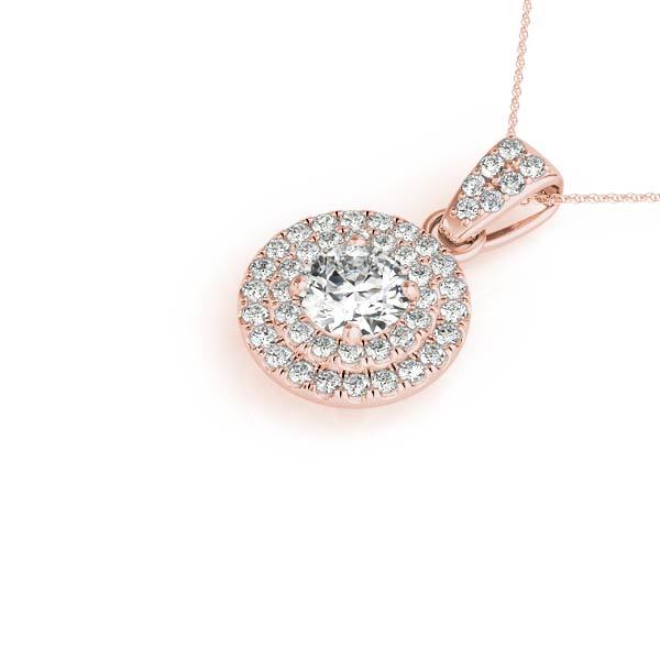 14K Rose Gold 1 1/3 ct tw Halo Diamond Pendant