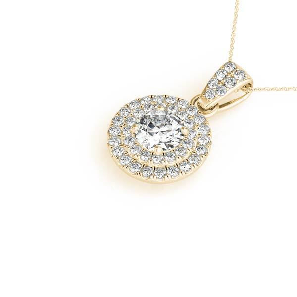 14K Yellow Gold 1 1/3 ct tw Halo Diamond Pendant