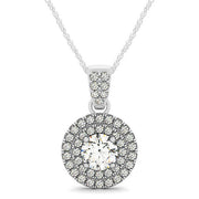 14K White Gold 1 1/3 ct tw Halo Diamond Pendant