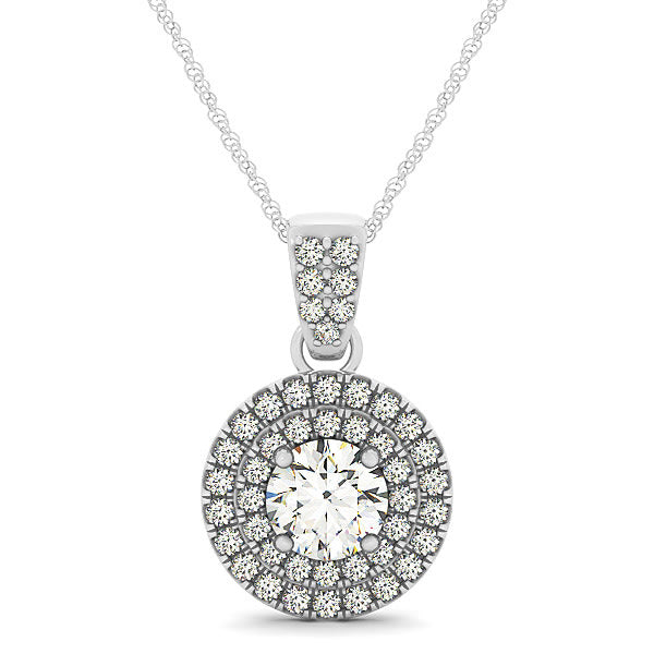 14K White Gold 1 1/3 ct tw Halo Diamond Pendant