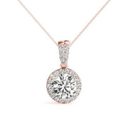 14K Rose Gold 1 1/5 ct tw Halo Diamond Pendant