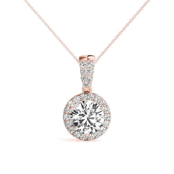 14K Rose Gold 1 1/5 ct tw Halo Diamond Pendant