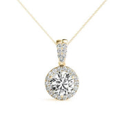 18K Yellow Gold 1 1/5 ct tw Halo Diamond Pendant