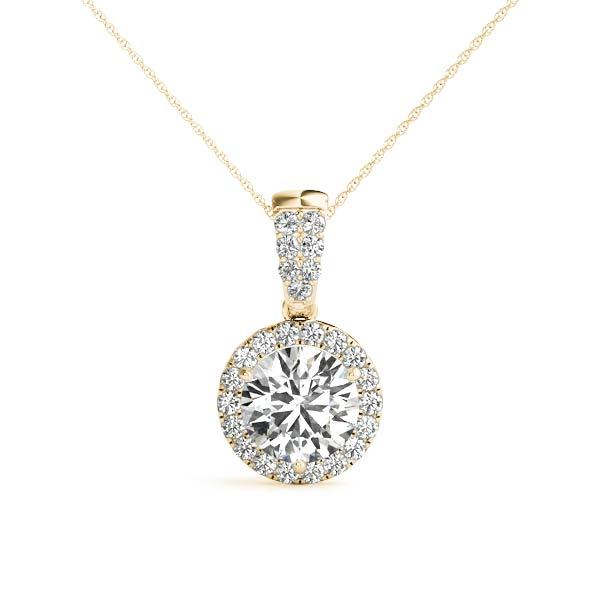 18K Yellow Gold 1 1/5 ct tw Halo Diamond Pendant