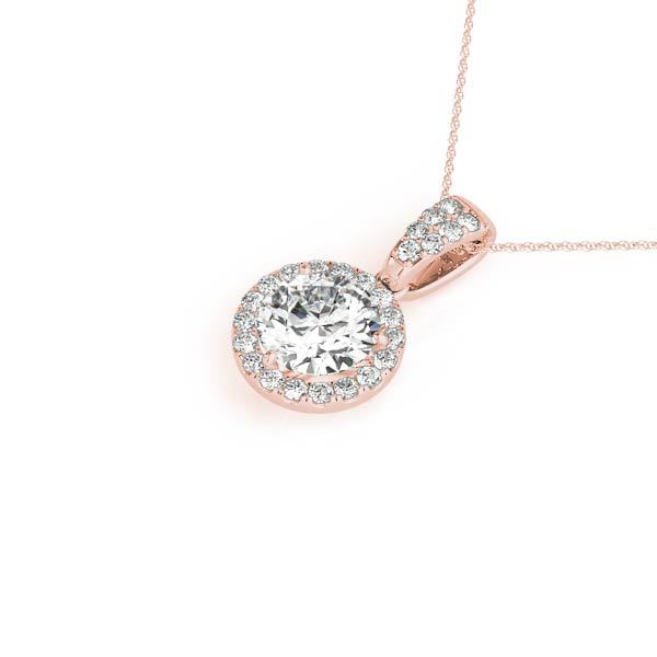 14K Rose Gold 1 1/5 ct tw Halo Diamond Pendant