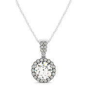 18K White Gold 1 1/5 ct tw Halo Diamond Pendant