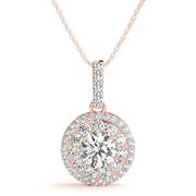 18K Rose Gold 1 7/8 ct tw Halo Diamond Pendant