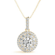 18K Yellow Gold 1 7/8 ct tw Halo Diamond Pendant