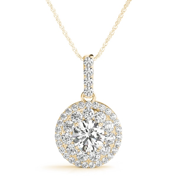 18K Yellow Gold 1 7/8 ct tw Halo Diamond Pendant