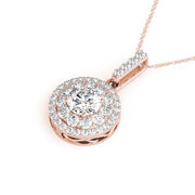14K Rose Gold 1 7/8 ct tw Halo Diamond Pendant