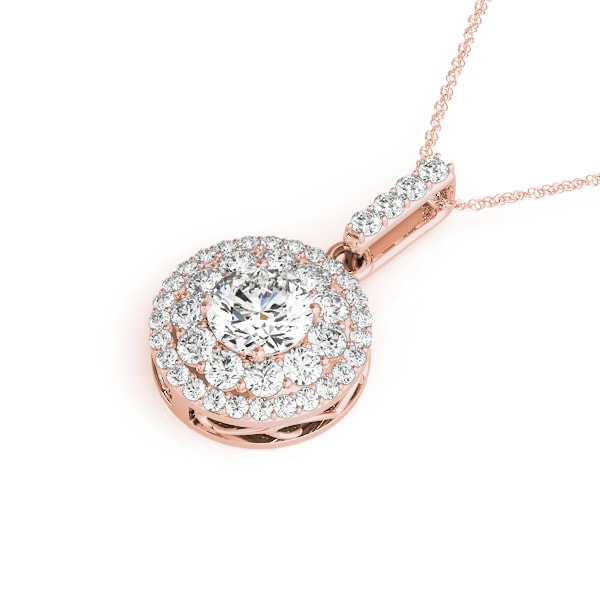 14K Rose Gold 1 7/8 ct tw Halo Diamond Pendant