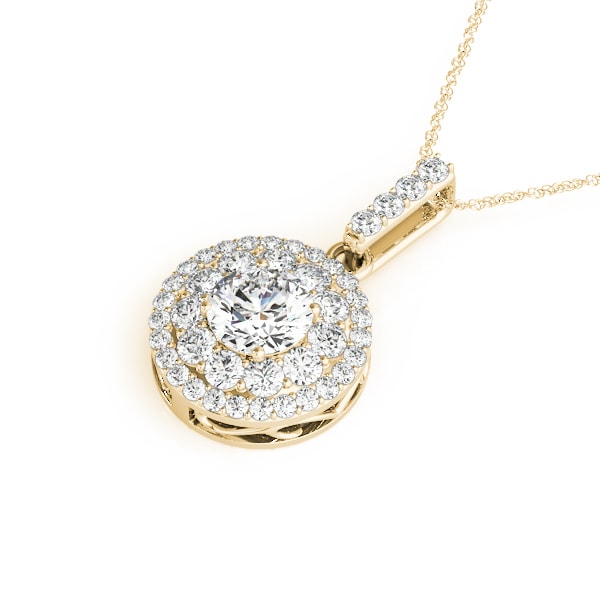 14K Yellow Gold 1 7/8 ct tw Halo Diamond Pendant