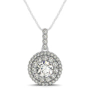 14K White Gold 1 7/8 ct tw Halo Diamond Pendant